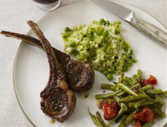 Lamb chops with mint risotto